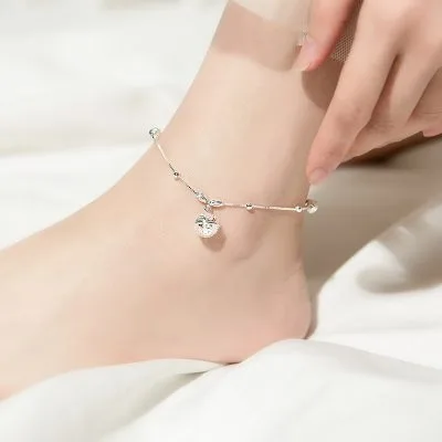 Lắc chân bạc nữ dạng trơn hình chiếc chuông tròn - Ảnh 5